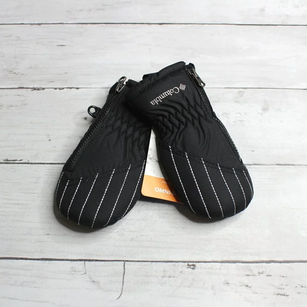 Columbia Baby Boy's Black Winter Mittens Infant One Size Zipper